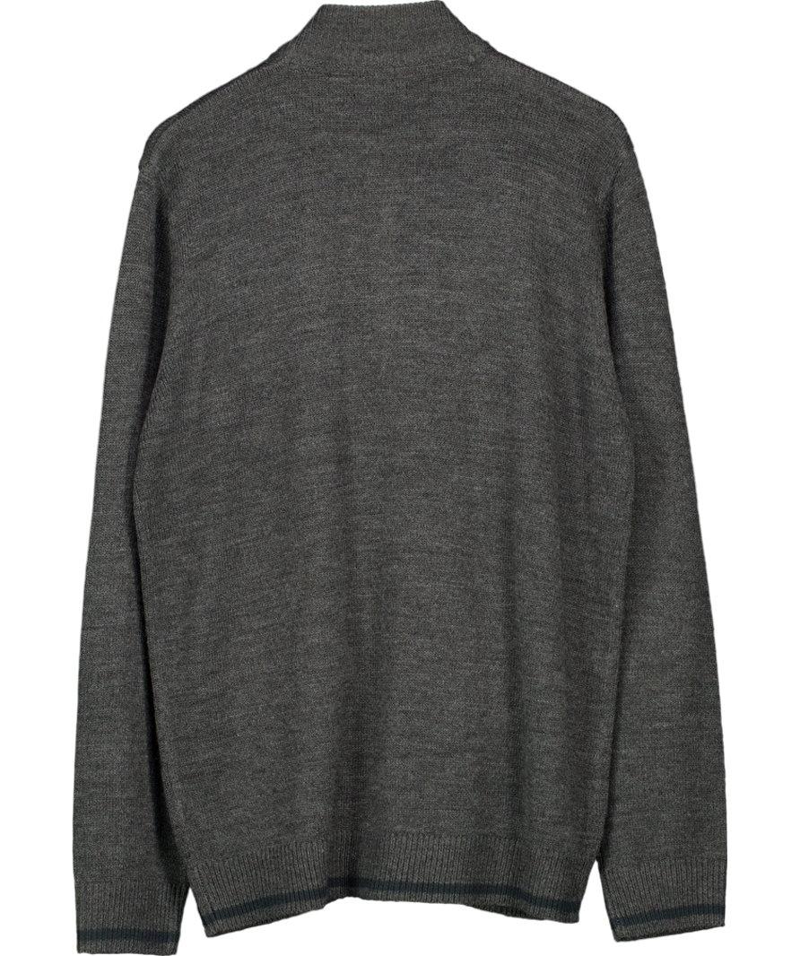 Brave Soul Grey Knitted Jacket With Baseball Collar UK XL