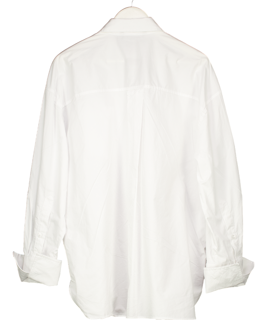ZARA White Cotton Poplin Cufflink Cuff Shirt UK L