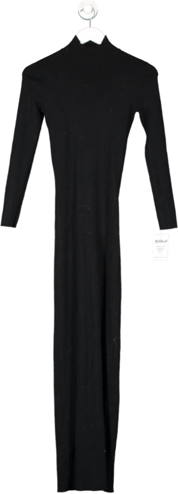 BOA Black Fine Knit Maxi Dress UK S