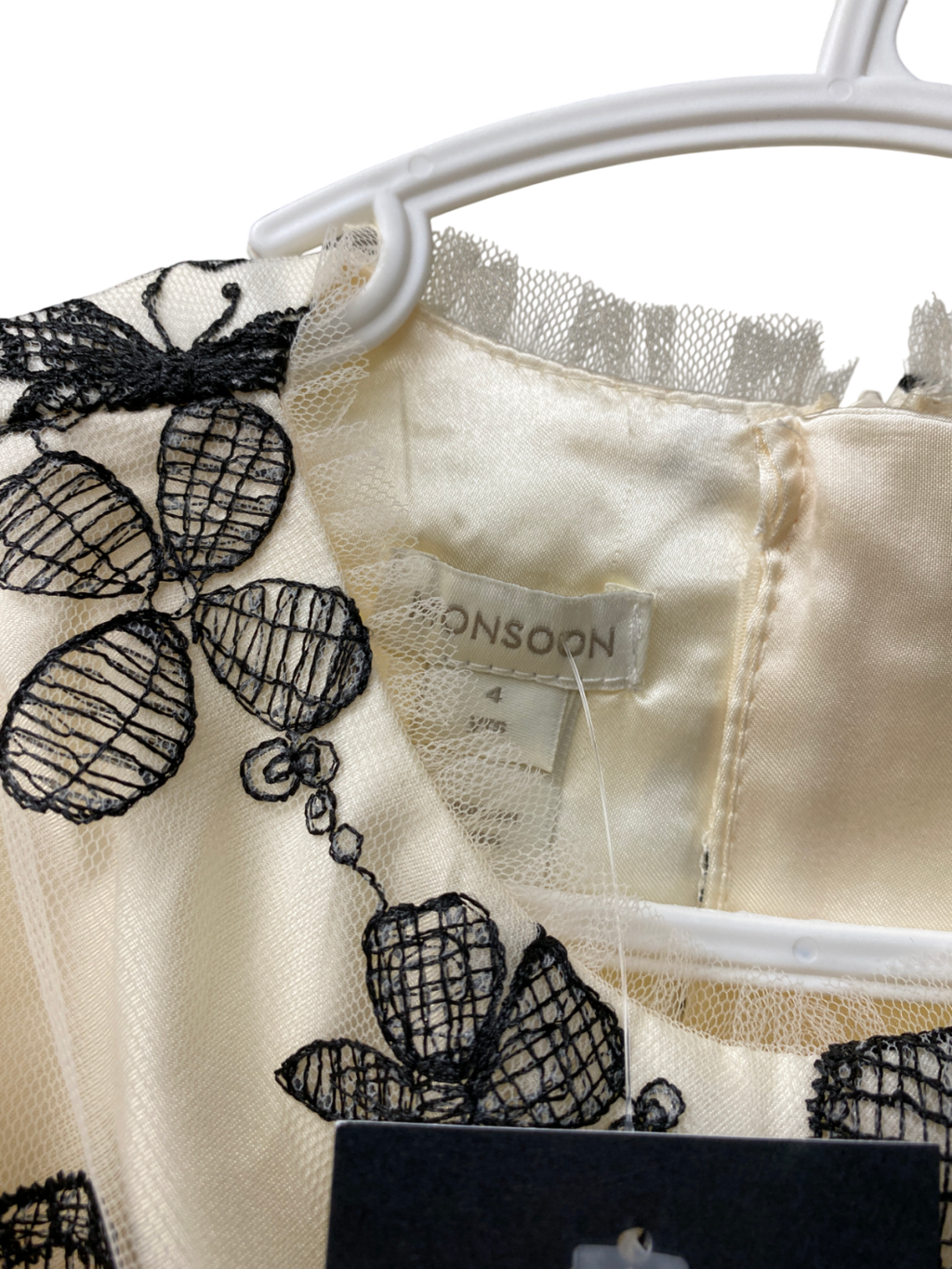 Monsoon Cream Savannah Monochrome Butterfly Dress 4 Years