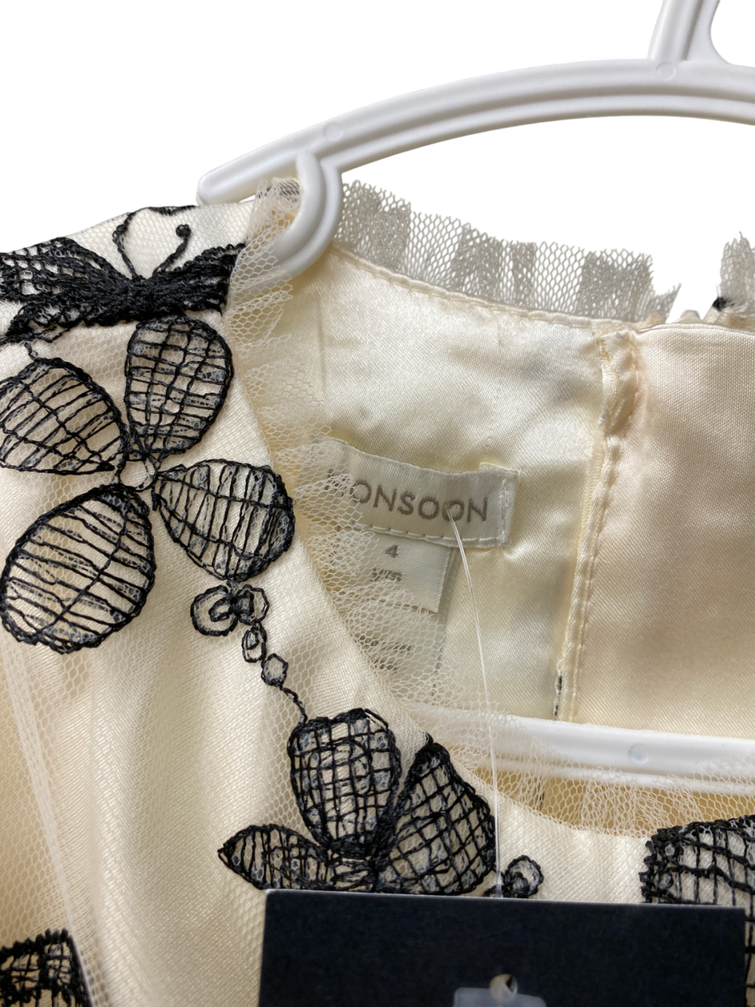 Monsoon Cream Savannah Monochrome Butterfly Dress 4 Years