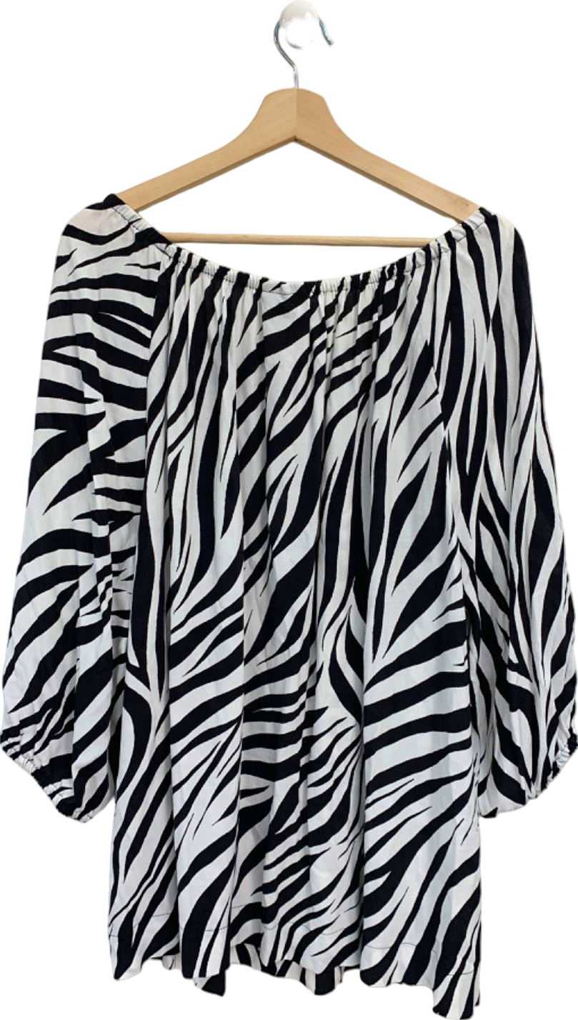 Live Unlimited Black and White Zebra Print Bardot Top UK 22