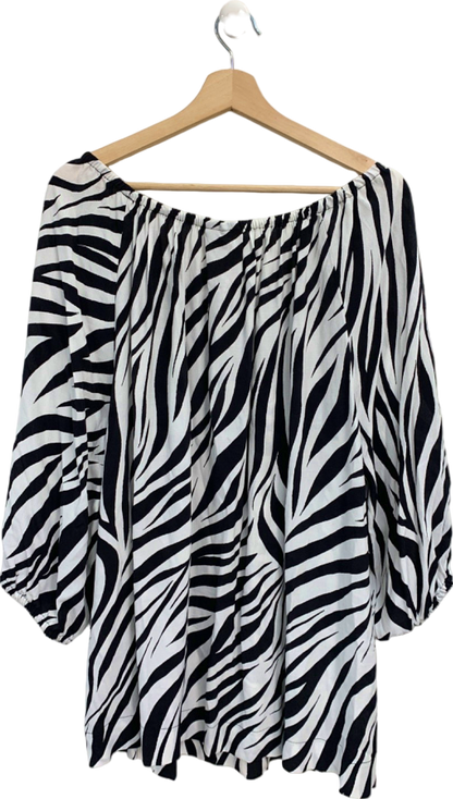 Live Unlimited Black and White Zebra Print Bardot Top UK 22