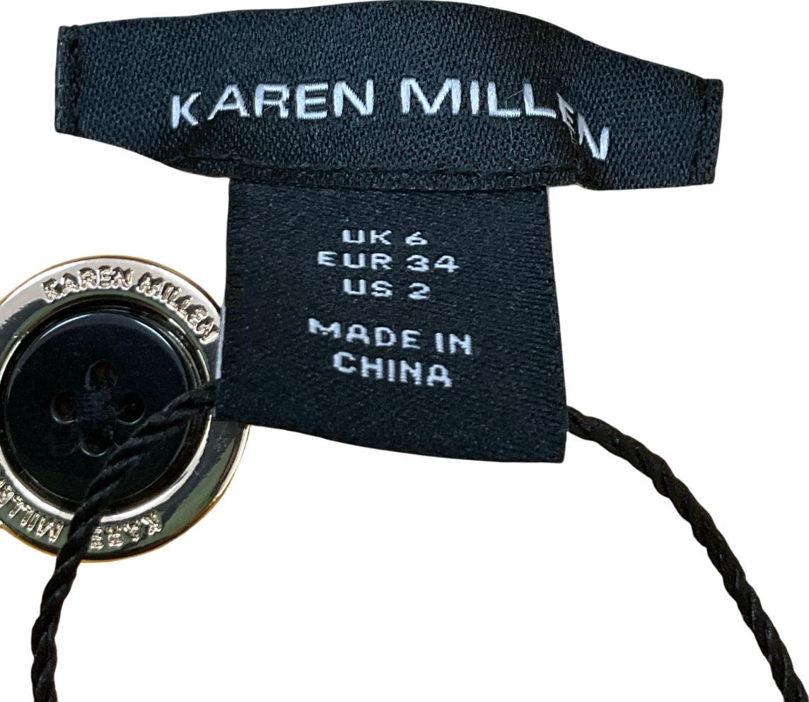 Karen Millen Yellow Premium Viscose Linen Woven Straight Leg Trouser UK 6