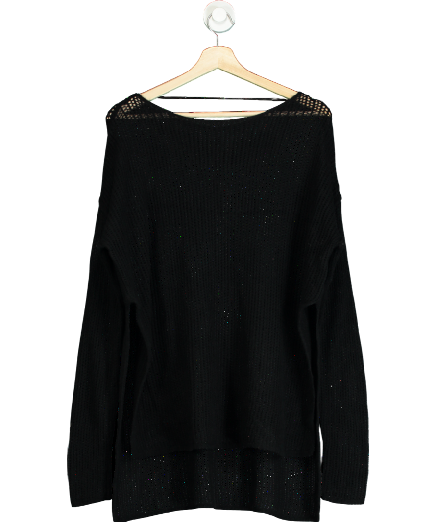 Free People Black Open Knit Split Side Jumper UK S