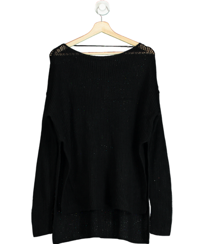 Free People Black Open Knit Split Side Jumper UK S