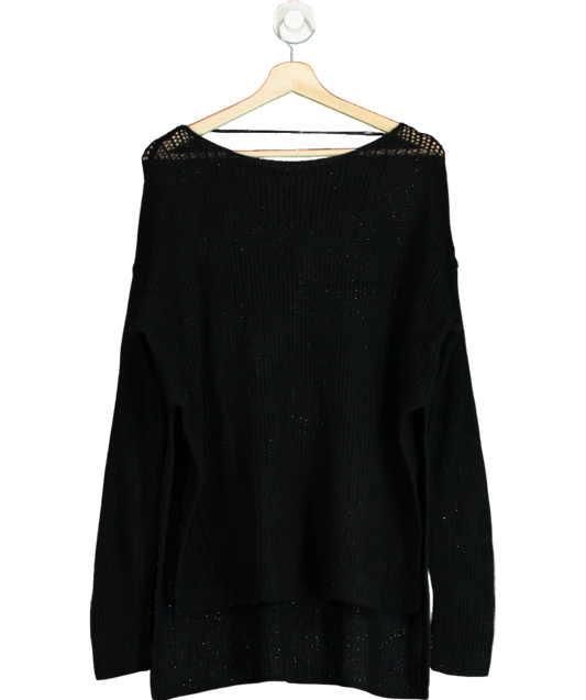 Free People Black Open Knit Split Side Jumper UK S