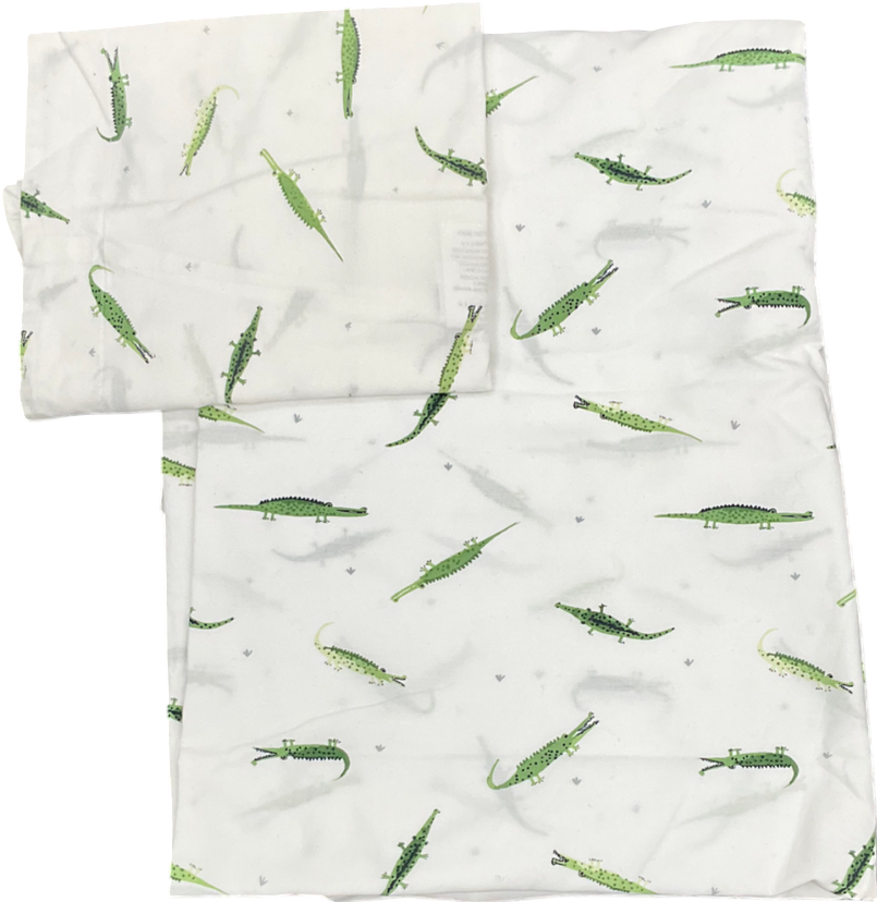The White Company White Crocodile Print Cotton Cot Bed Sheets One Size