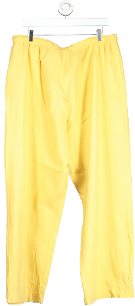 Abercrombie & Fitch Yellow Linen-Cotton Relaxed Fit Trousers UK XL