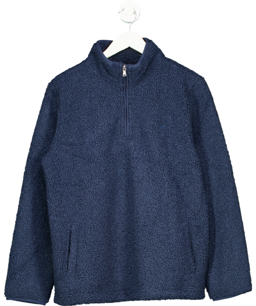 Crew Clothing Blue Borg Lounge Half Zip Sweatshirt In Navy UK 12