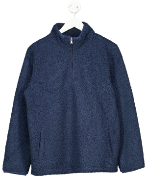 Crew Clothing Blue Borg Lounge Half Zip Sweatshirt In Navy UK 12