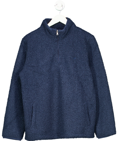 Crew Clothing Blue Borg Lounge Half Zip Sweatshirt In Navy UK 12