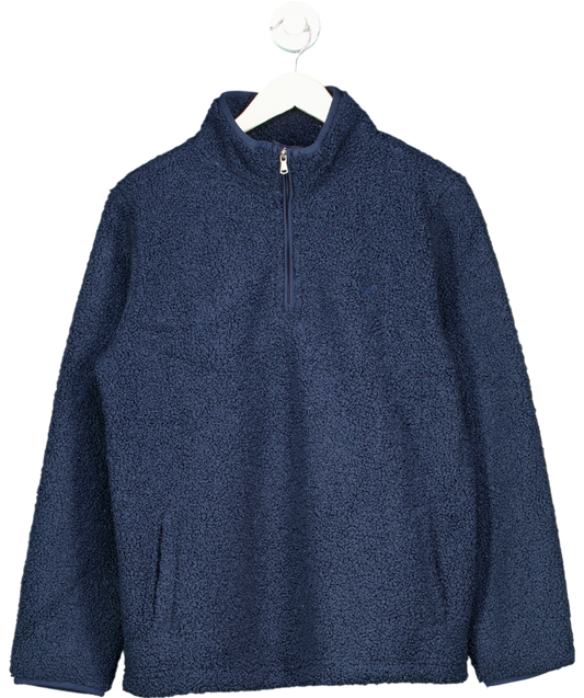 Crew Clothing Blue Borg Lounge Half Zip Sweatshirt In Navy UK 12