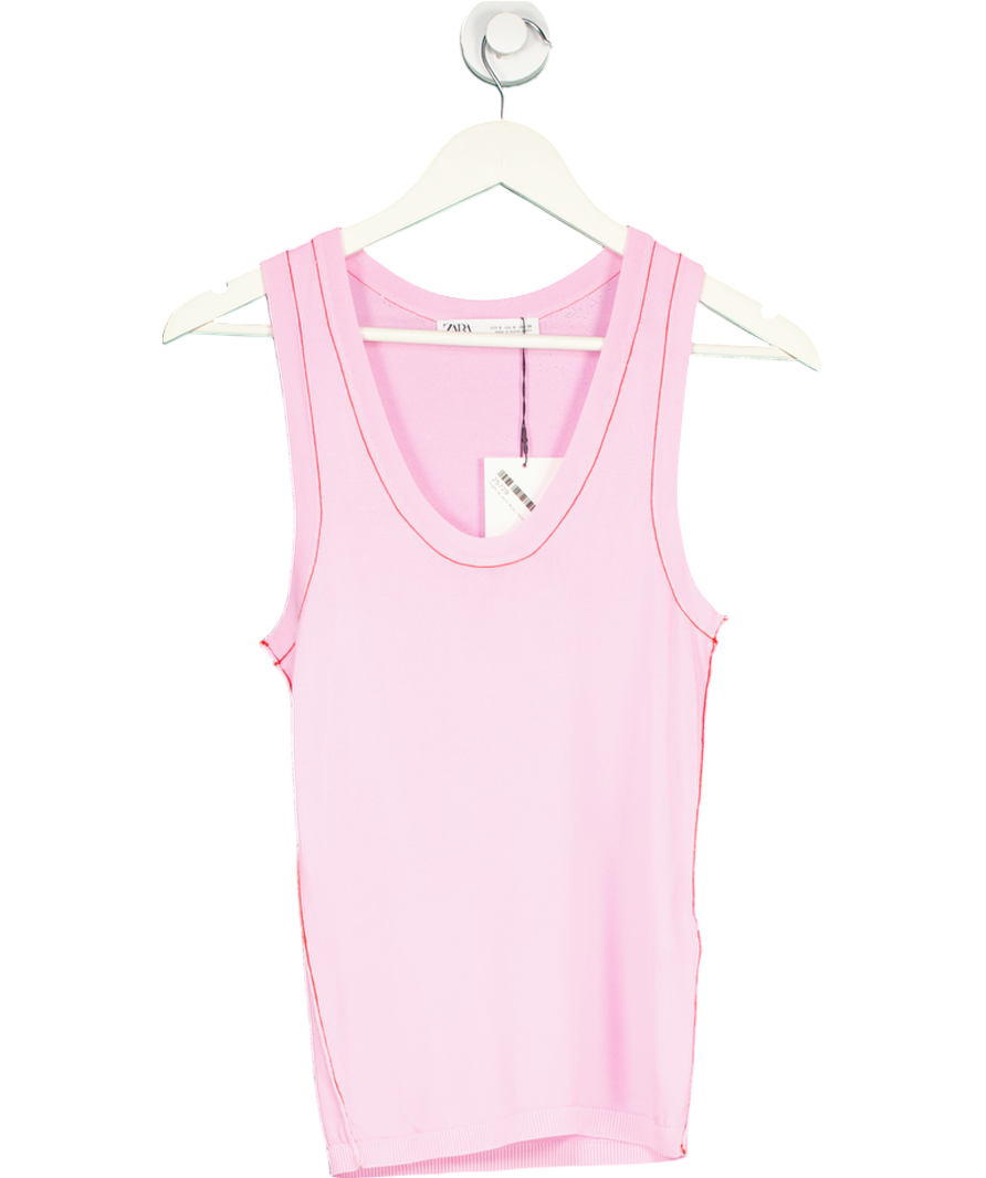 ZARA Pink Polyamide Top With Wide Straps UK 8