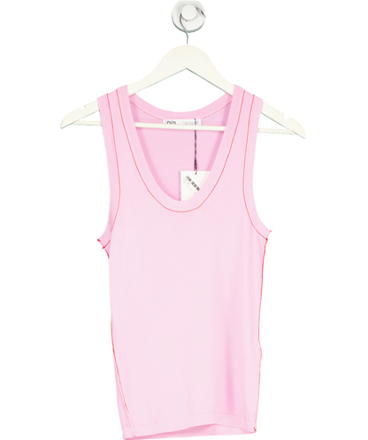 ZARA Pink Polyamide Top With Wide Straps UK 8