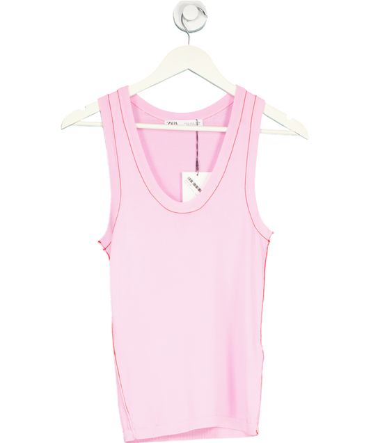 ZARA Pink Polyamide Top With Wide Straps UK 8