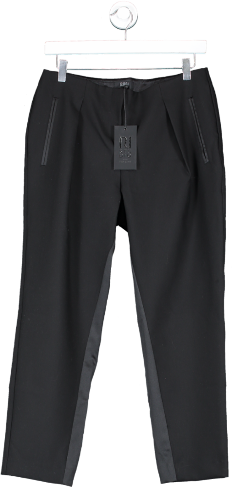 River Island Black Smart Satin Panel Suit Trousers UK 8
