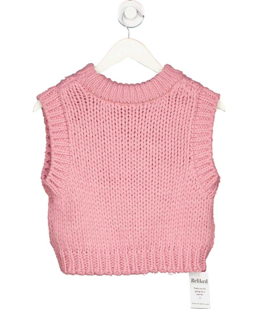 NA-KD Pink Chunky Knitted Vest UK S/M