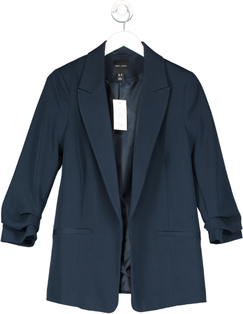 New Look Blue Ruched Sleeve Blazer UK 10