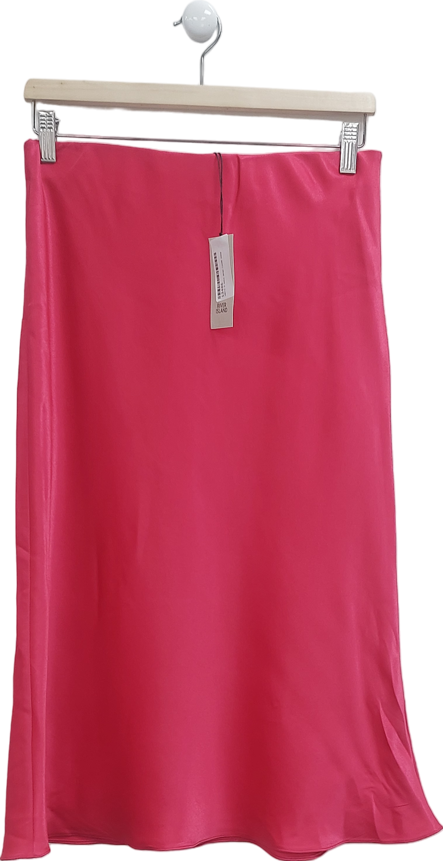 River Island Pink Satin Midi Skirt UK 10