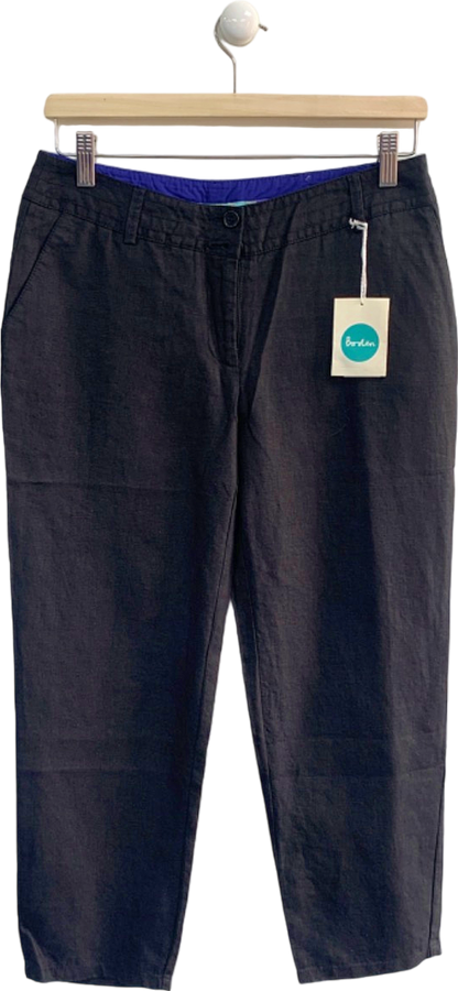 Boden Black Linen Trousers UK 8P