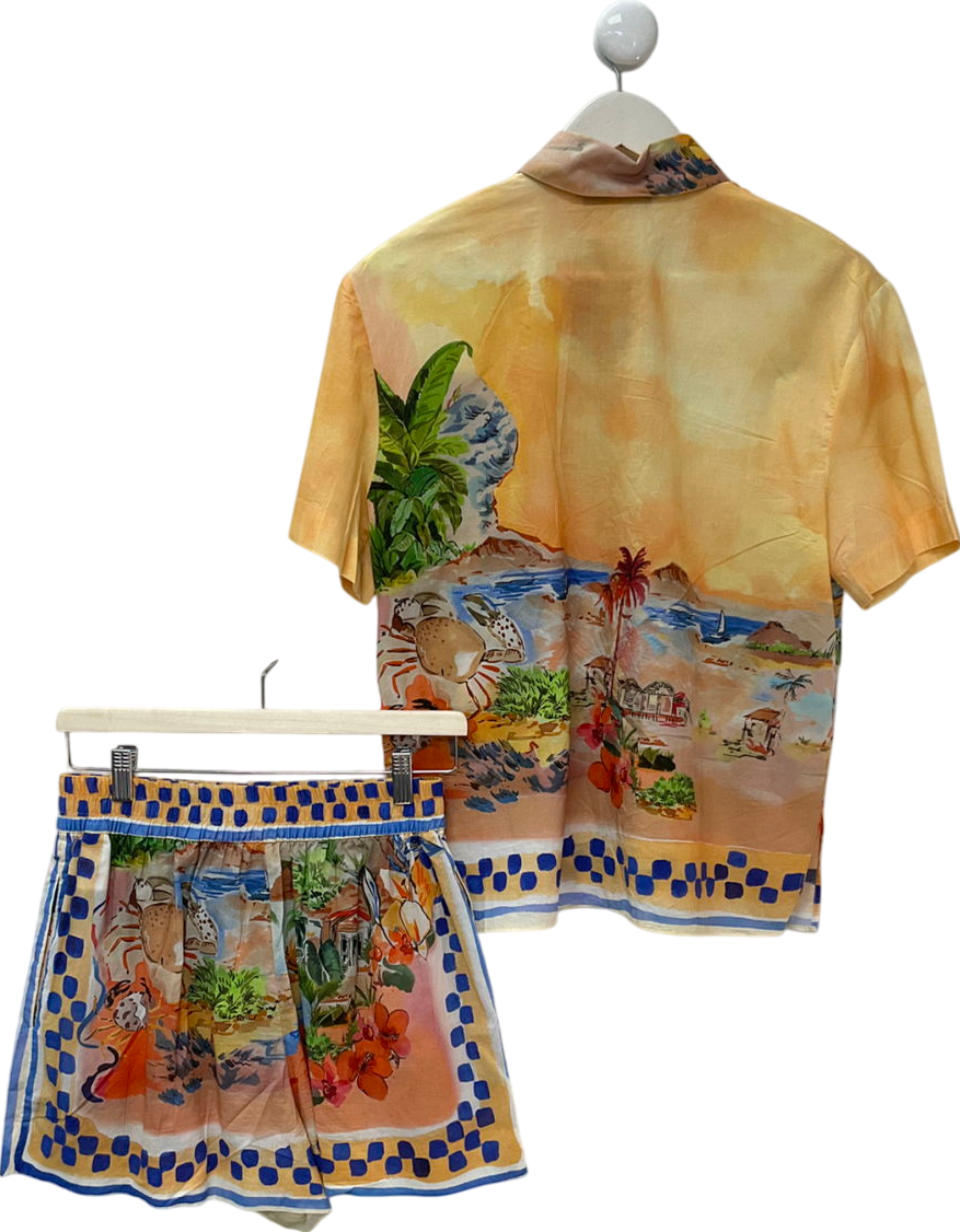 ZARA Yellow Collection Printed Shirt And Shorts UK XS/S