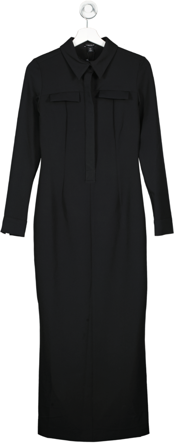 Karen Millen Black Tailored Compact Stretch Shirt Midi Dress UK 8
