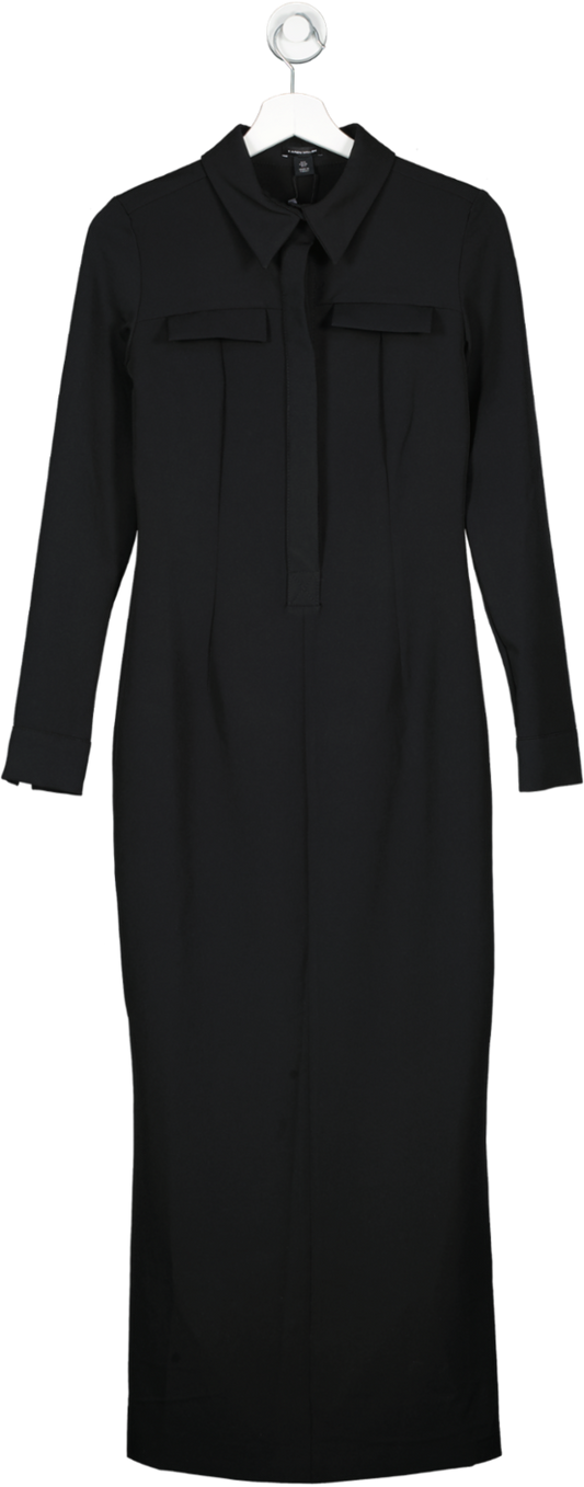 Karen Millen Black Tailored Compact Stretch Shirt Midi Dress UK 8