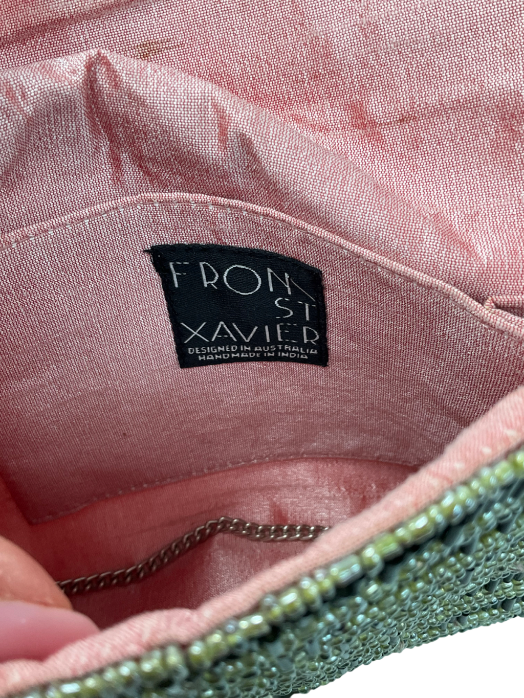 Pink Beaded Clutch Bag