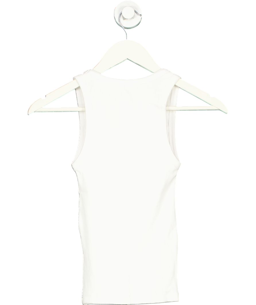 Hiccup White Fitted Ribbed U Collar Sleeveless Top UK 8