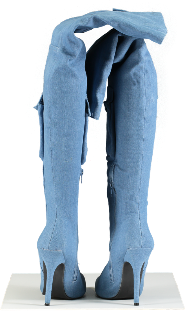 EGO Blue Denim Knee High Boots UK Size 4