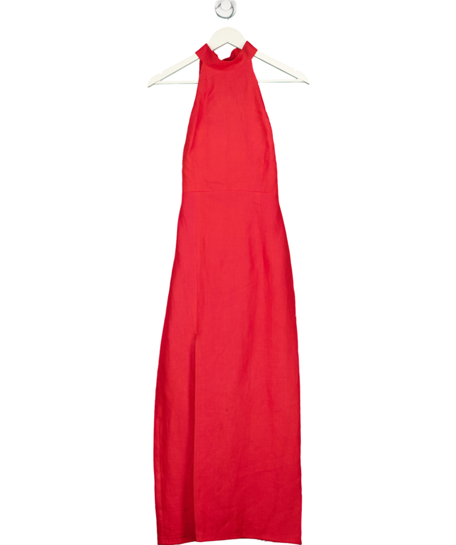 Labeca London Red Laura Goji Linen Halterneck Dress UK S