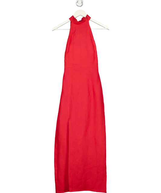 Labeca Red Laura Goji Linen Halterneck Dress UK S