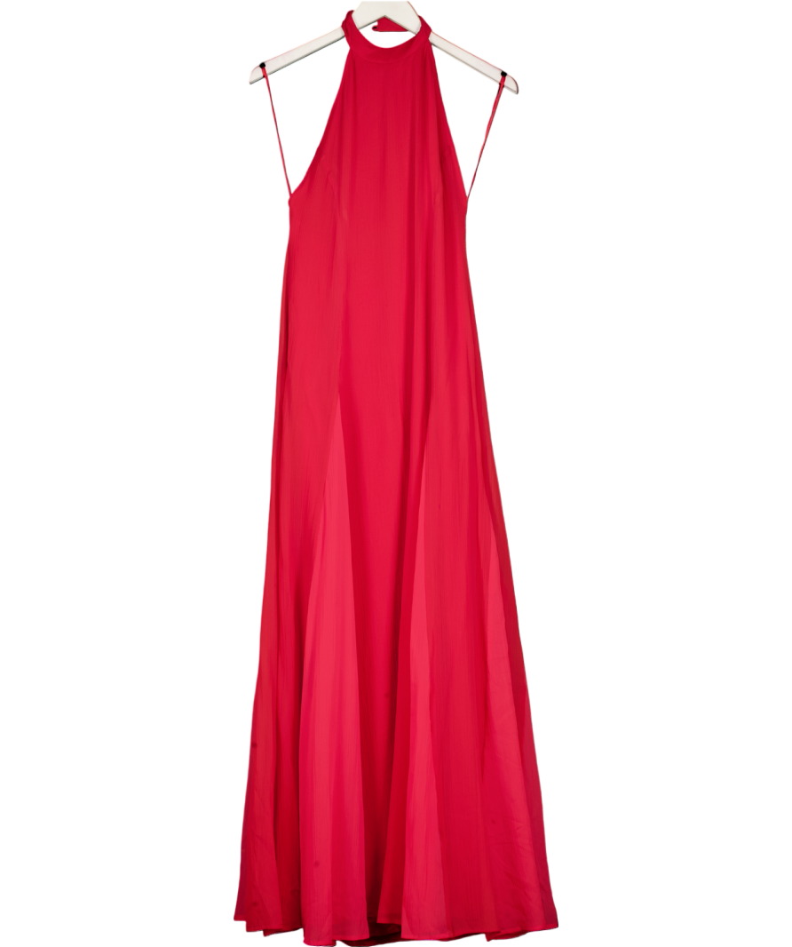 ASOS High Neck Chiffon Maxi Dress With Contrast Godet Skirt In Red UK 6