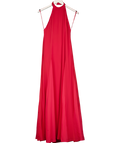 ASOS High Neck Chiffon Maxi Dress With Contrast Godet Skirt In Red UK 6