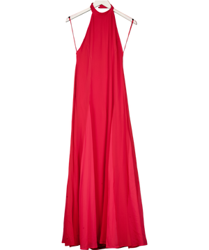 ASOS High Neck Chiffon Maxi Dress With Contrast Godet Skirt In Red UK 6