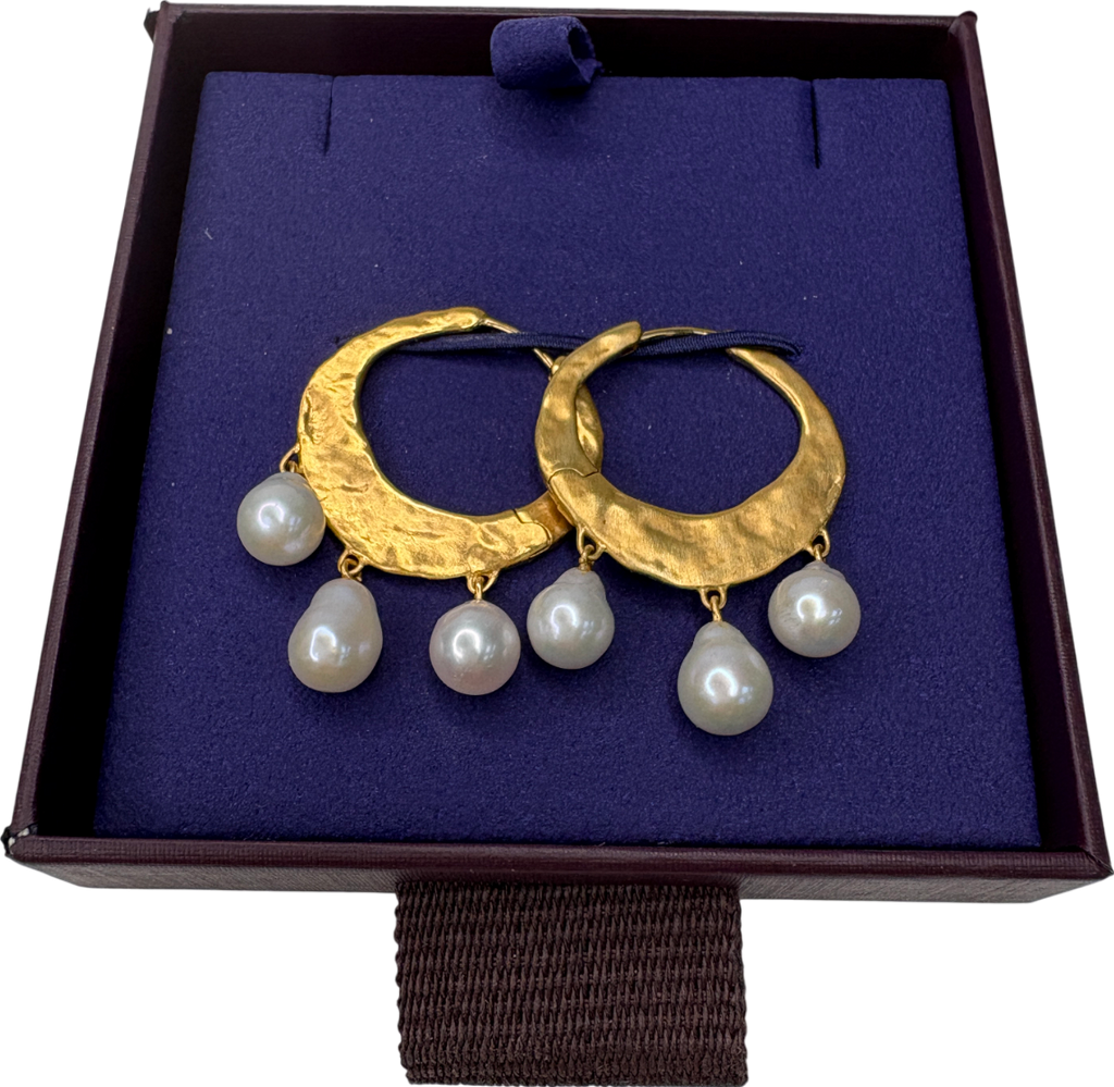 Monica Vinader Capri Baroque 18k Gold And Pearl Medium Hoop Earrings