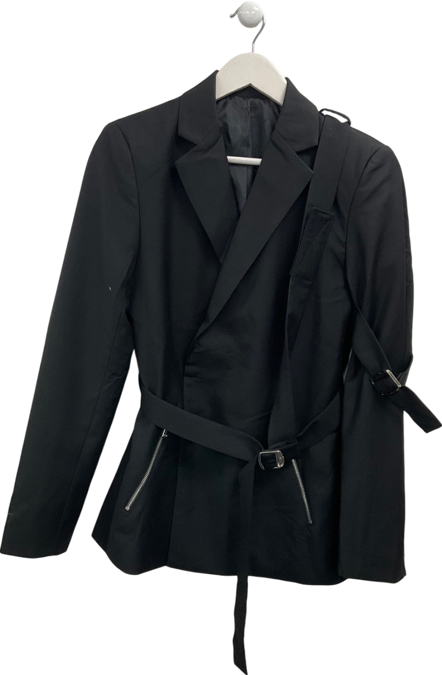 boohooMan Black Skinny Fit Suit Blazer With Strap Detail UK 36" CHEST