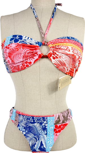 Sea level Multicoloured Coco Island O Ring Bandeau Bikini UK 10