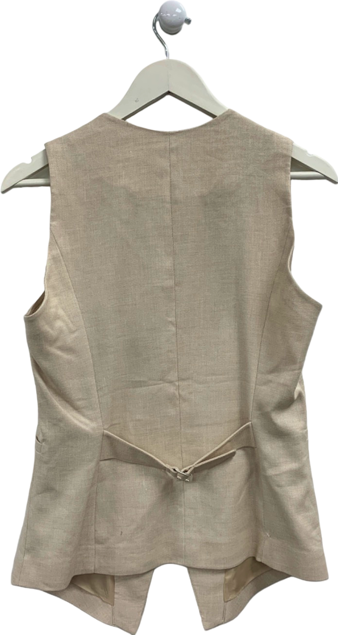 VIVERE Beige Sleeveless Button-Up Vest UK 8