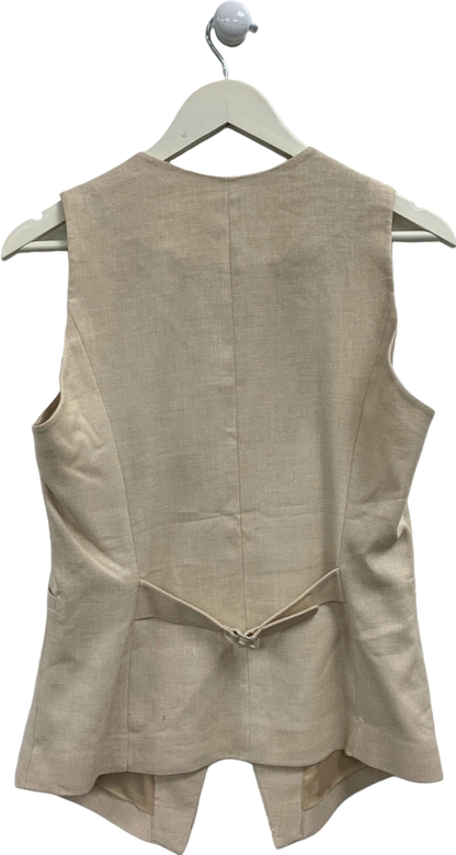 VIVERE Beige Sleeveless Button-Up Vest UK 8