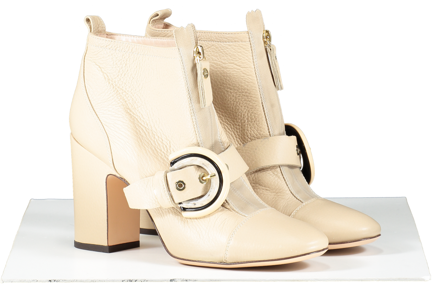 AGL Cream Leather Buckle Detail Ankle Boots UK 8 EU 41 👠