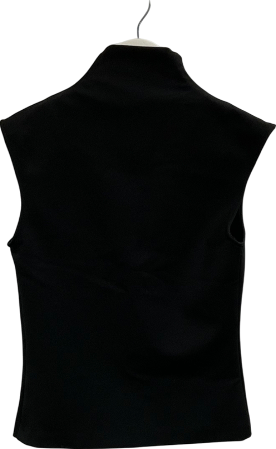 ZARA Black Zip Front Sleeveless Top UK S