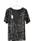 4th & Reckless Velvet Sequin Mini T-shirt Dress With Open Back In Black UK 6