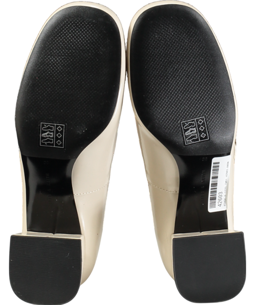 Charles & Keith Cream Hettie Patent Metallic-buckle Block-heel Mary Jane Shoes UK 5 EU 38 👠