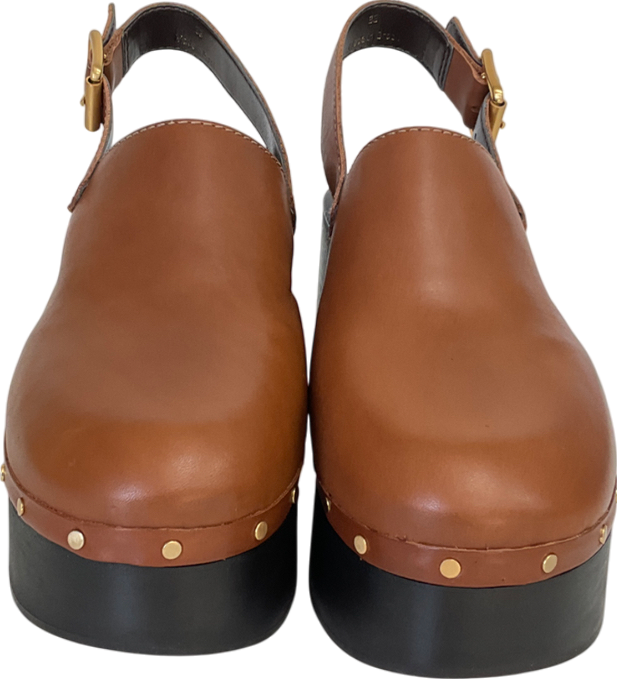 Ted Baker Brown Marjay Leather Heeled Clogs UK 5 EU 38 👠