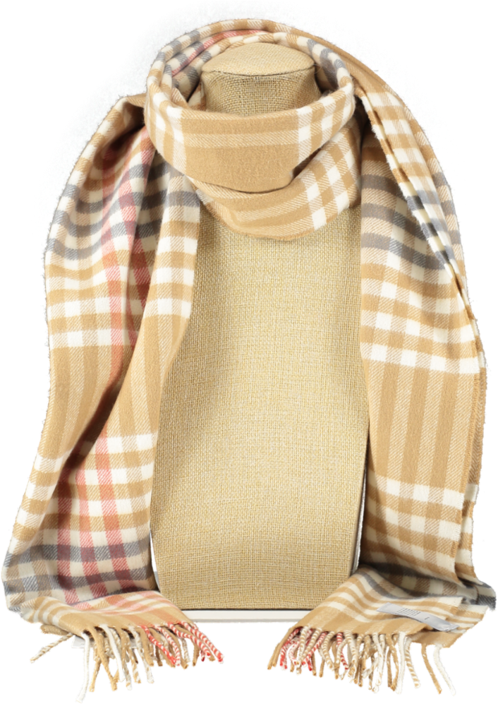 Johnstons of Elgin Beige 100% Wool Check Scarf One Size