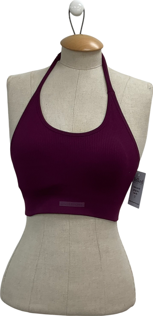 Fashion Nova Purple Halter Neck Crop Top UK XS