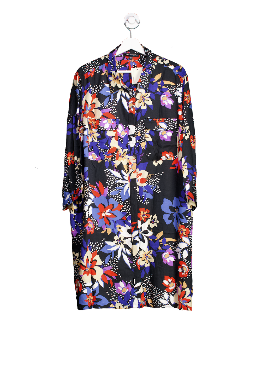 Capsule Multicoloured Dark Floral Shirt Dress UK 24