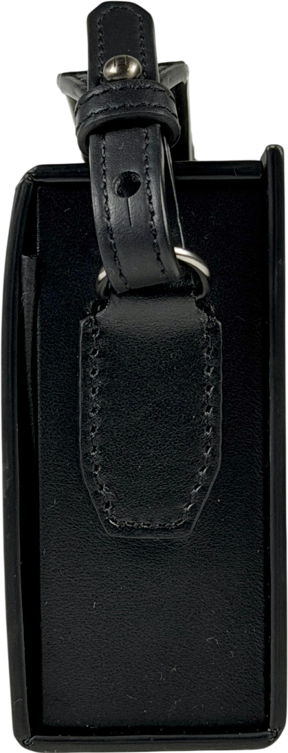 FENDI Black Leather Embossed Logo Roma Horizontal Box Bag